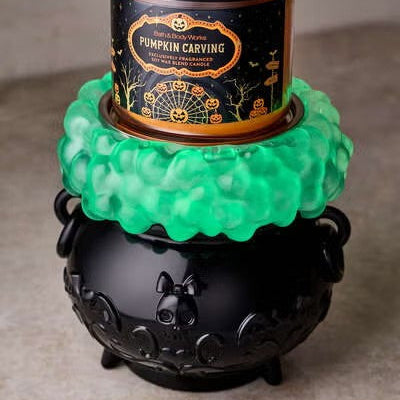 Light-Up Color-Changing Cauldron Waterglobe Pedestal 3-Wick Candle Holder | PREVENTA