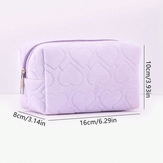 Corazones Lila Makeup Bag