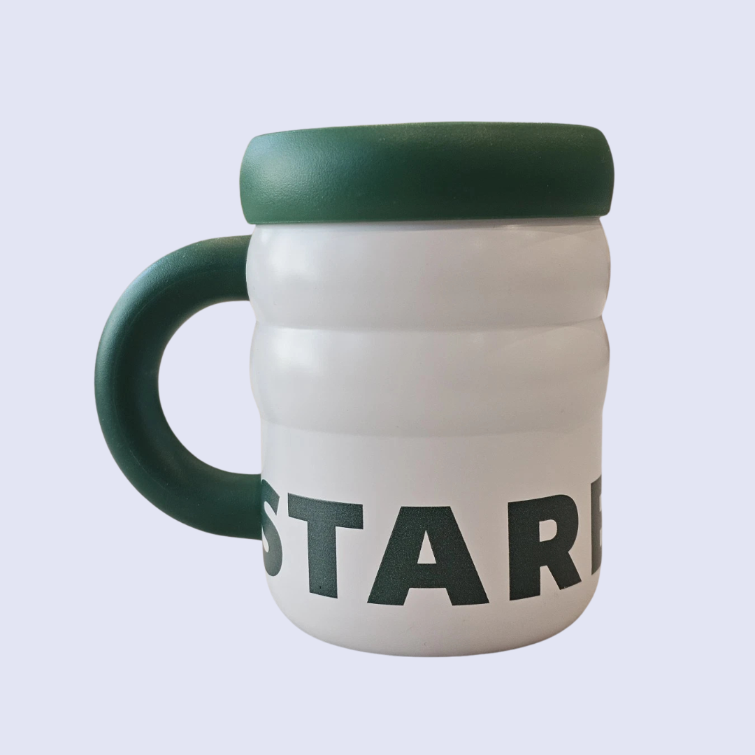 Rippled Green & White Mug