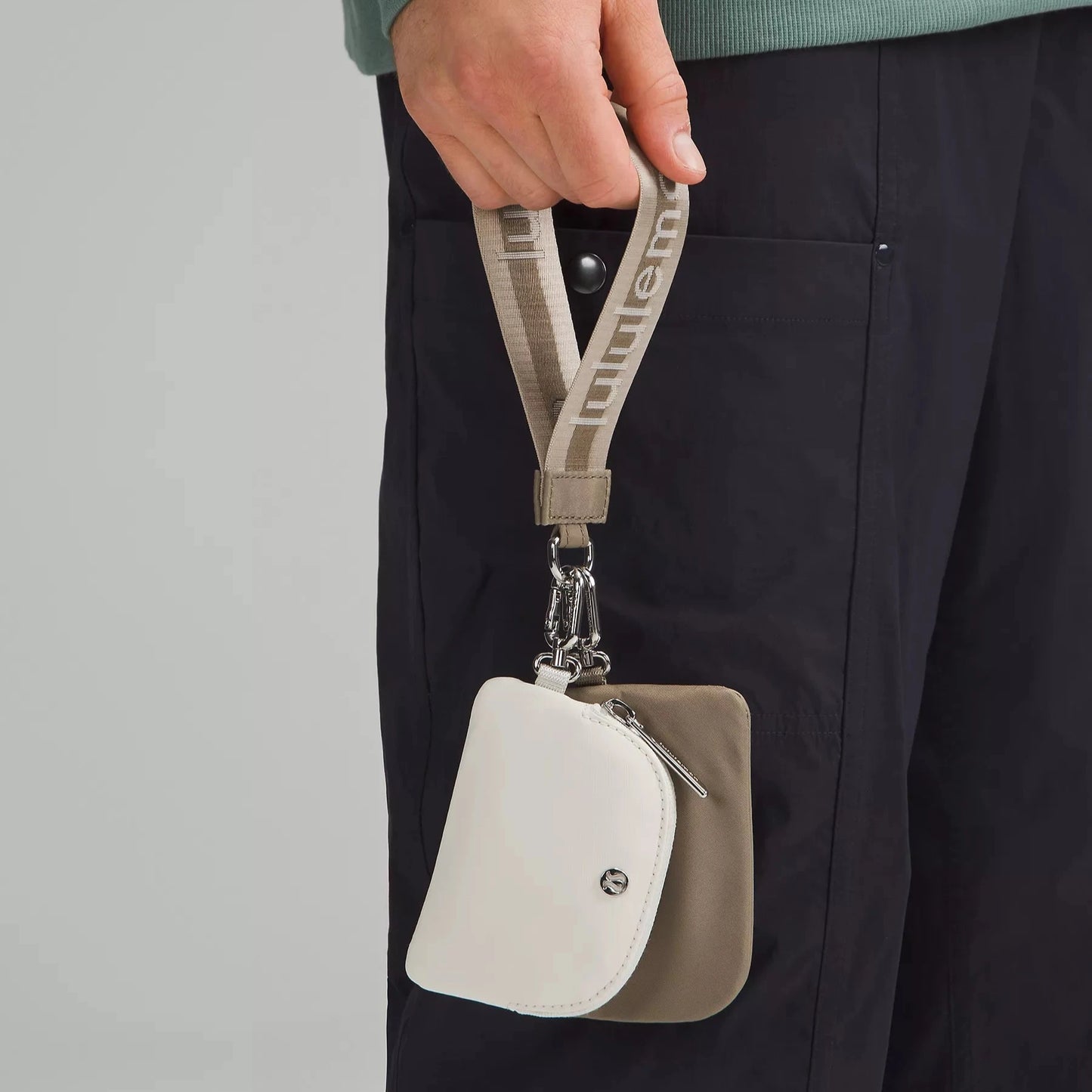 Dual Pouch Wristlet Wordmark - Fawn Brown/Bone/Mojave Tan