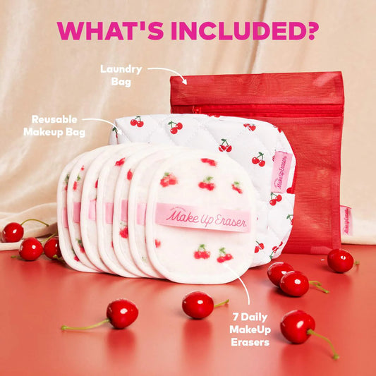 Cherry Crush 7-Day Set Reusable Makeup Wipes | PREVENTA