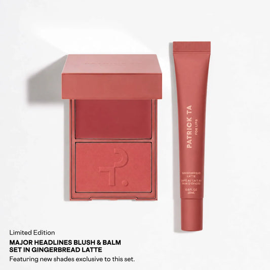 Major Headlines Double-Take Crème & Powder Blush Duo & Lip Balm Makeup Gift Set - Something Spicy, Gingerbread Latte