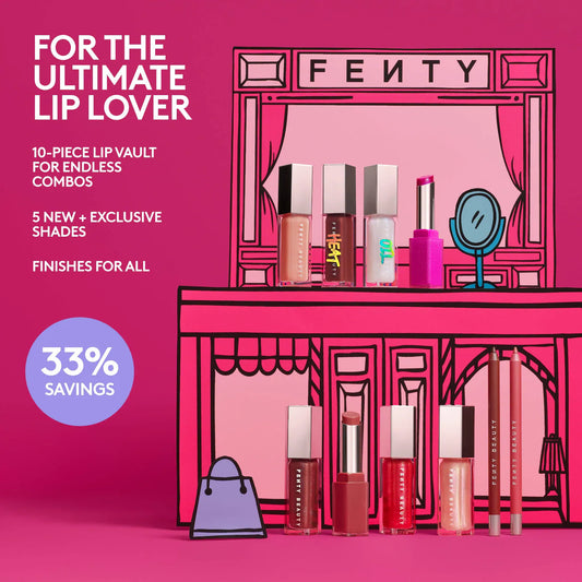 The Fenty Beauty Lip Vault 10-Piece Lip Gloss + Liner Makeup Gift Set | PREVENTA