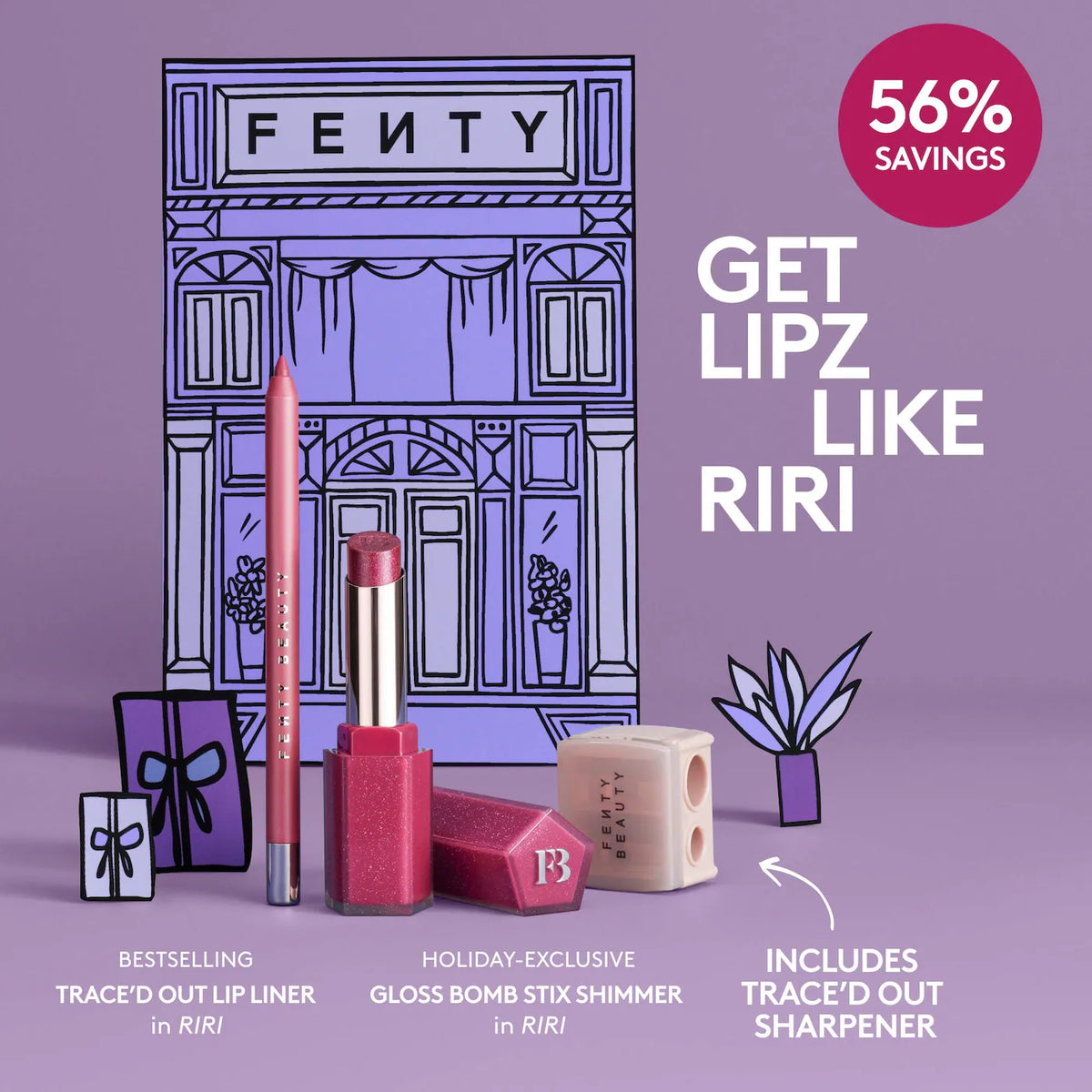 Lipz Like Riri 2-Piece Lip + Sharpener Makeup Gift Set | PREVENTA
