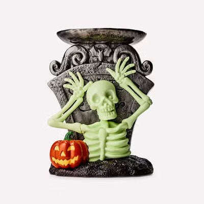Glow-in-the-Dark Skeleton Boo! Pedestal 3-Wick Candle Holder | PREVENTA
