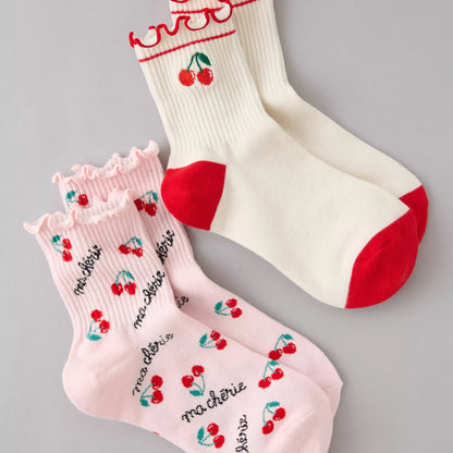 AE Fruit Ruffled Cropped Crew Socks 2-Pack - Just Rosey | PREVENTA