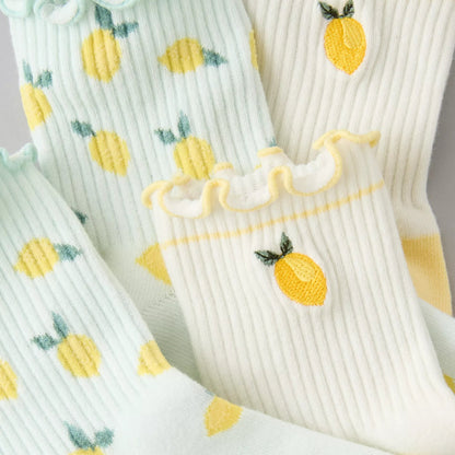 AE Fruit Ruffled Cropped Crew Socks 2-Pack - Aqua | PREVENTA