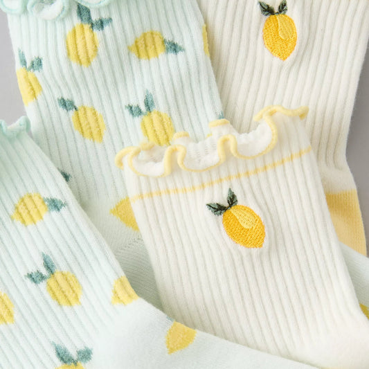 AE Fruit Ruffled Cropped Crew Socks 2-Pack - Aqua | PREVENTA