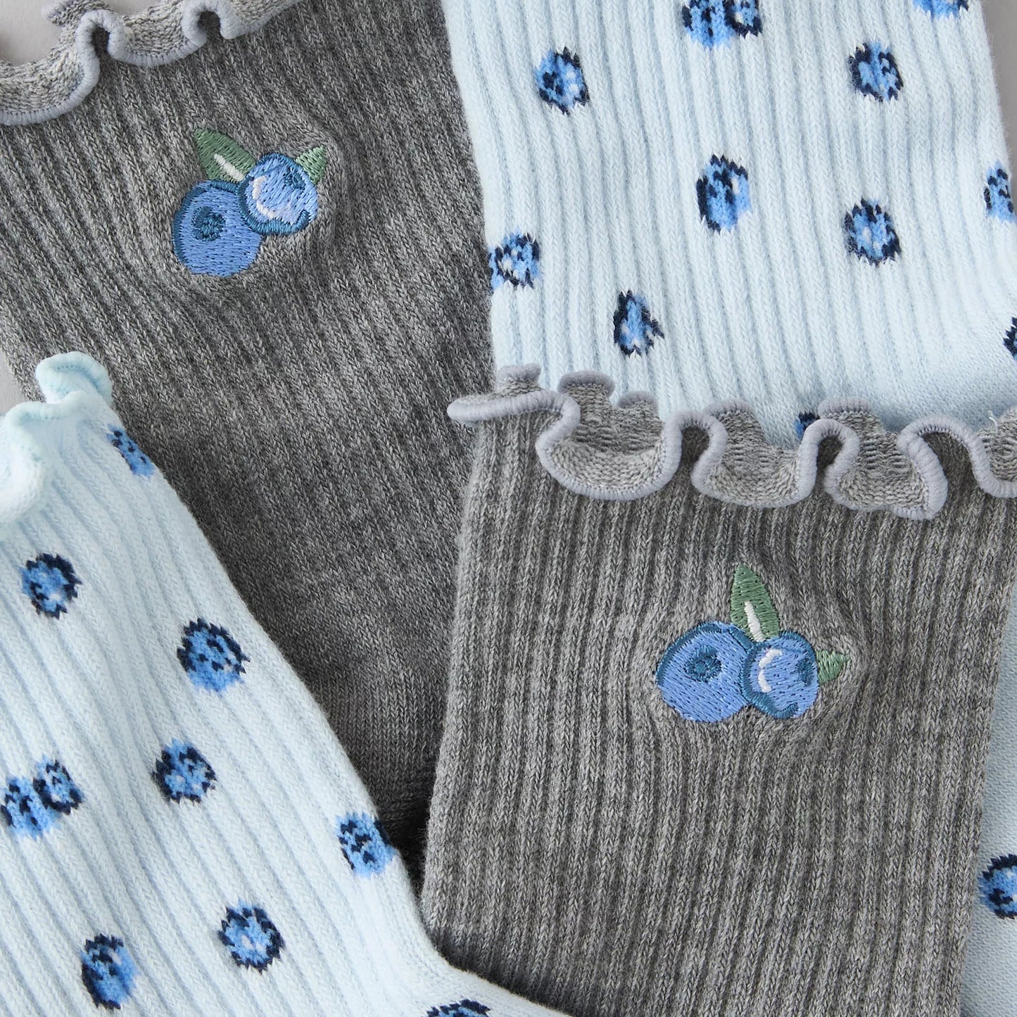 AE Fruit Ruffled Cropped Crew Socks 2-Pack - Blue | PREVENTA