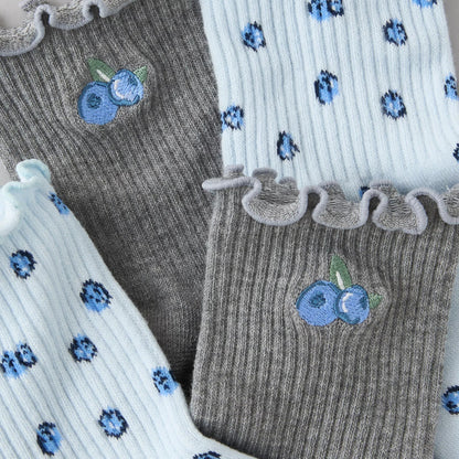 AE Fruit Ruffled Cropped Crew Socks 2-Pack - Blue | PREVENTA