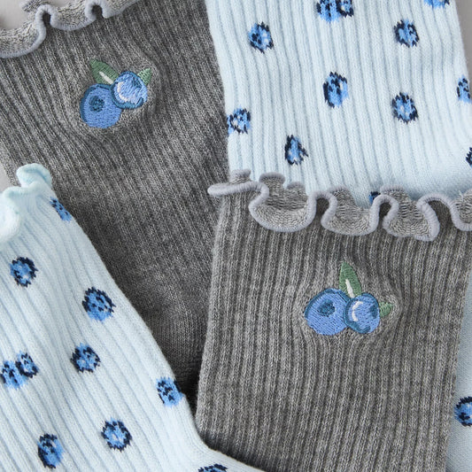 AE Fruit Ruffled Cropped Crew Socks 2-Pack - Blue | PREVENTA