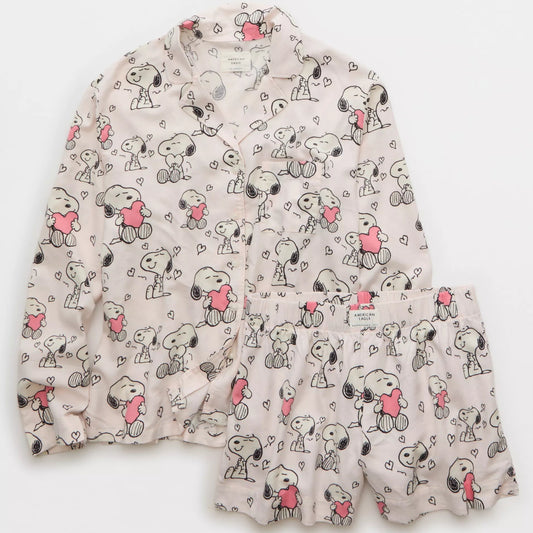 AE Snoopy Valentine's Day Flannel PJ Set | PREVENTA