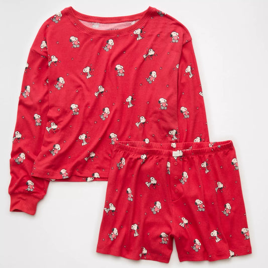 AE Luxe Plush Snoopy Valentine's Day PJ Set | PREVENTA