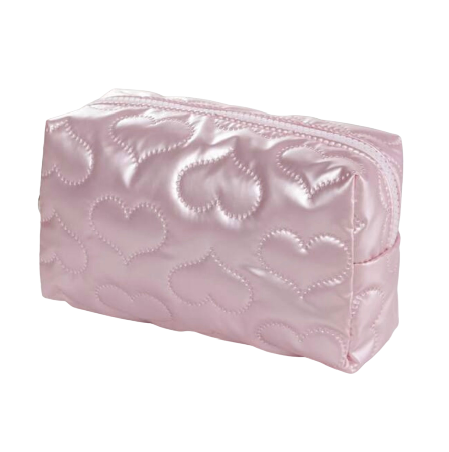 Corazones Rosa Metálico Makeup Bag