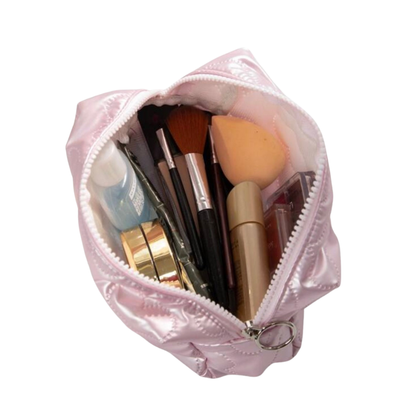 Corazones Rosa Metálico Makeup Bag