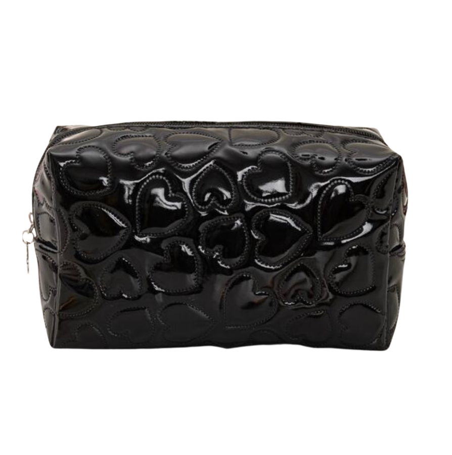 Corazones Negra Makeup Bag