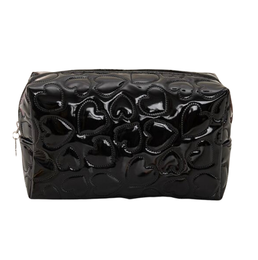 Corazones Negra Makeup Bag