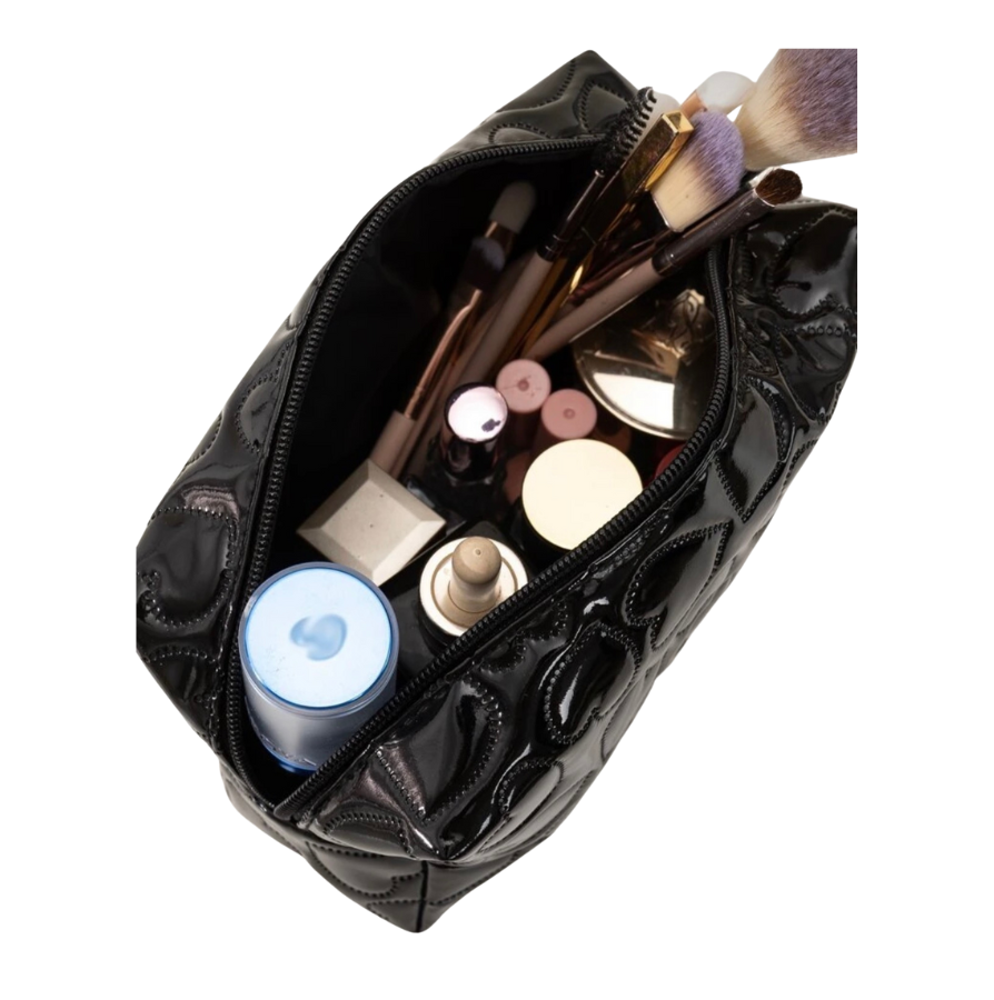Corazones Negra Makeup Bag