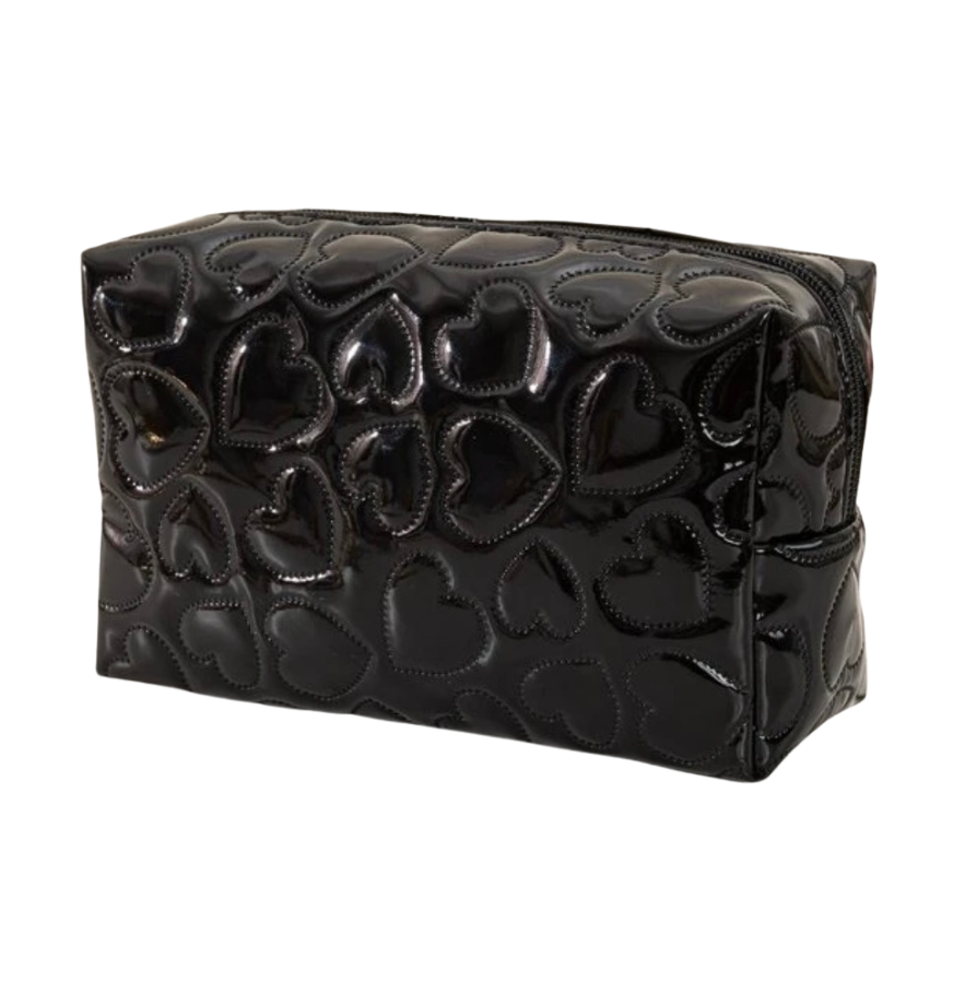 Corazones Negra Makeup Bag