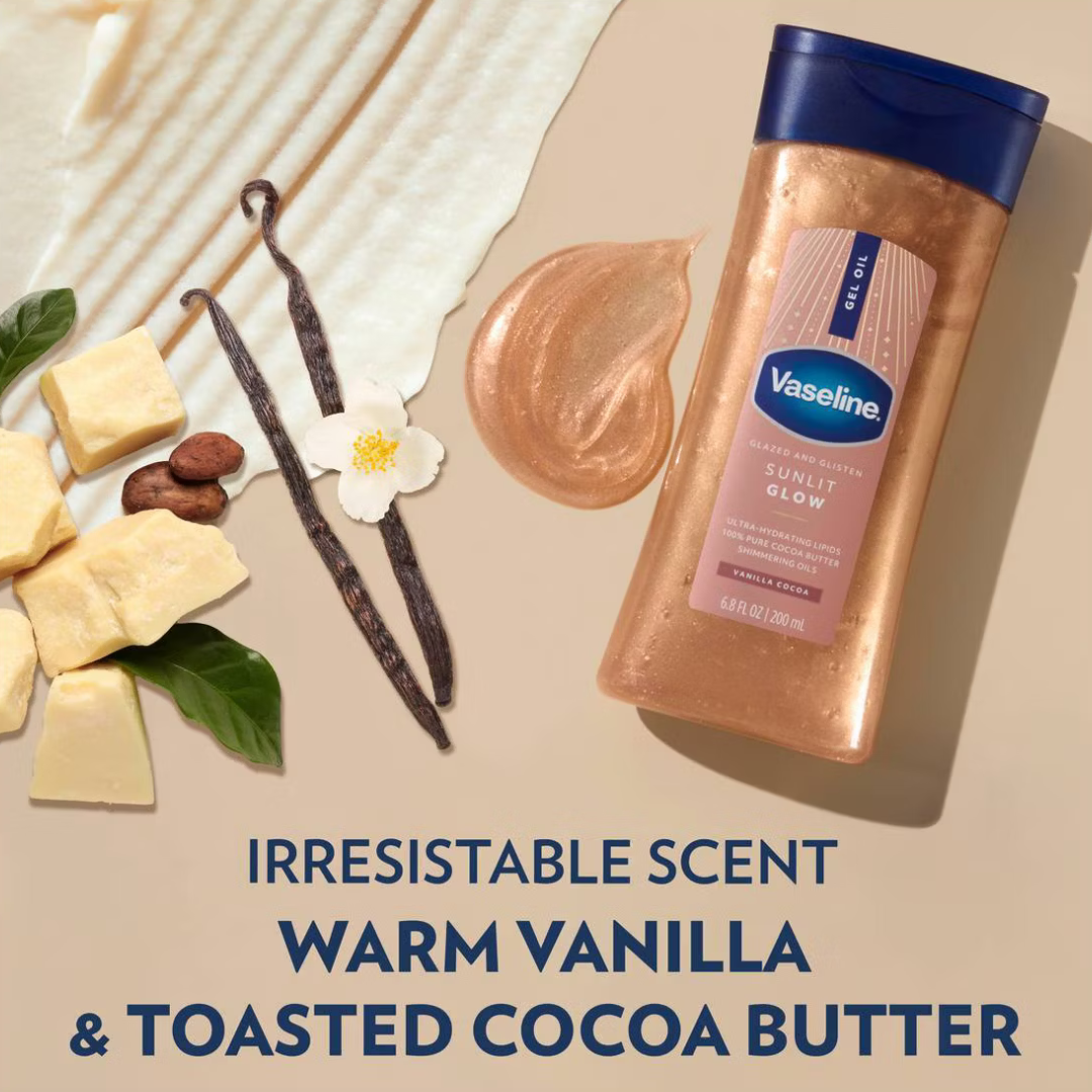 Sunlit Glow Glazed & Glisten Vanilla Cocoa Shimmering Gel Body Oil