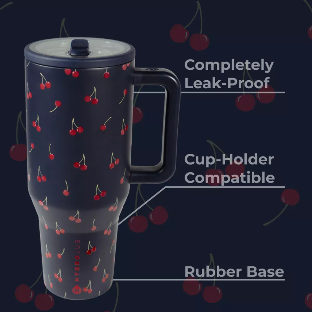 Midnight Cherries Traveler Tumbler