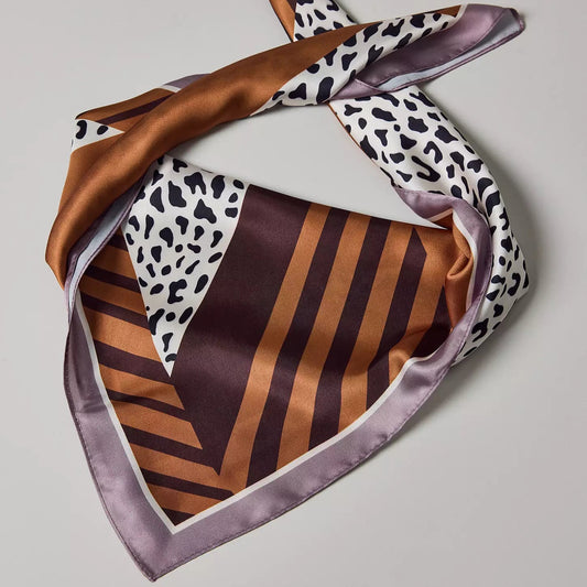 Striped Animal Print Mix Silky Bandana