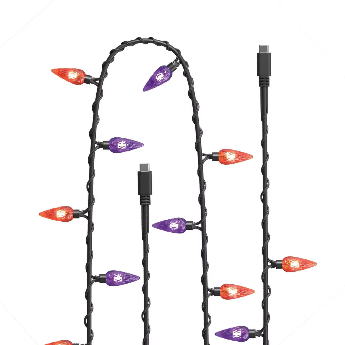 Purple & Orange Light Up USB-C Cable