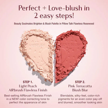 Pillow Talk Beauty Soulmates Airbrush Flawless Finish Brightening & Blush Powder Palette