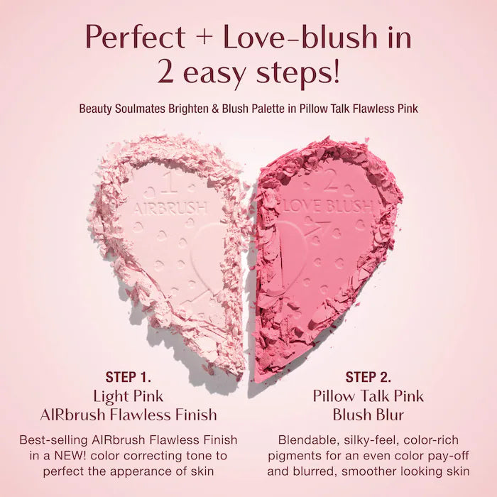 Pillow Talk Beauty Soulmates Airbrush Flawless Finish Brightening & Blush Powder Palette