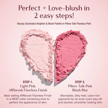 Pillow Talk Beauty Soulmates Airbrush Flawless Finish Brightening & Blush Powder Palette