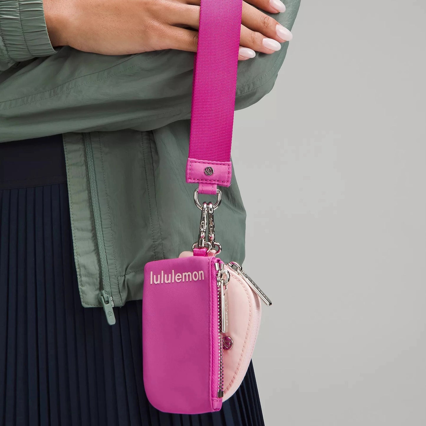 Dual Pouch Wristlet - Pow Pink Tone/Flush Pink