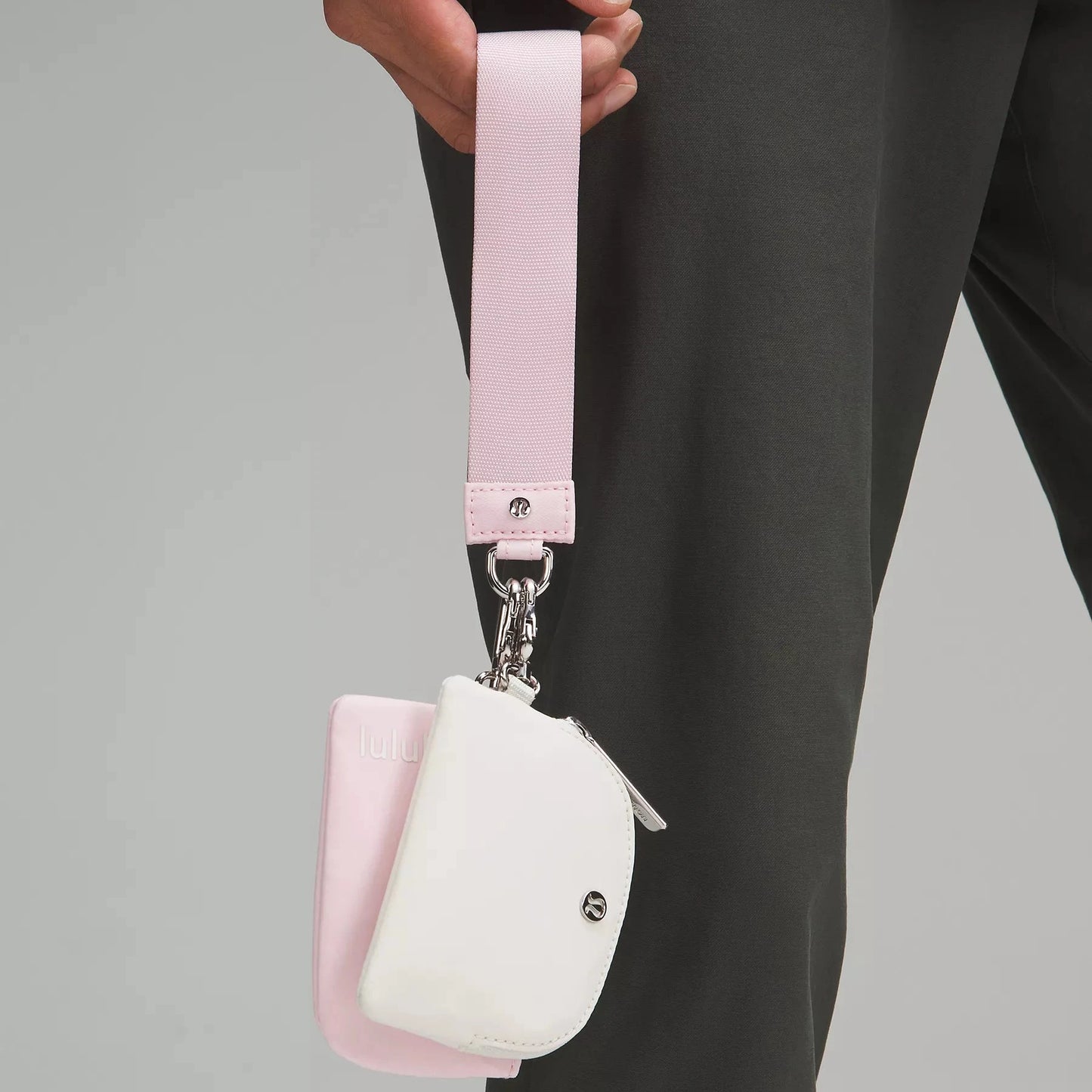 Dual Pouch Wristlet - Flush Pink/Bone