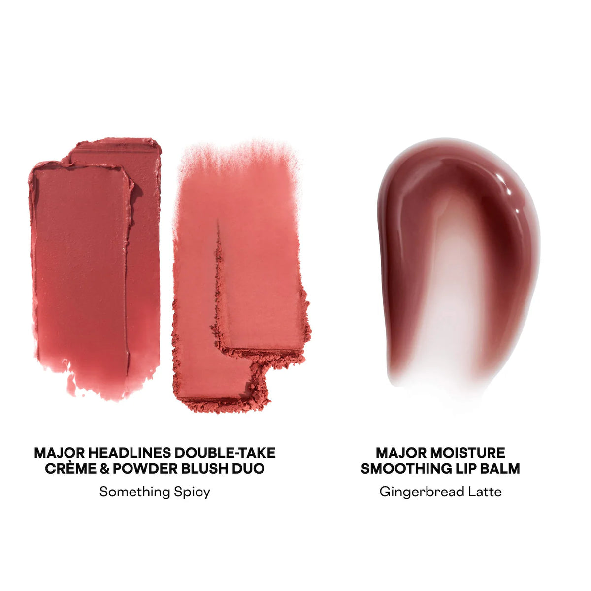 Major Headlines Double-Take Crème & Powder Blush Duo & Lip Balm Makeup Gift Set - Something Spicy, Gingerbread Latte