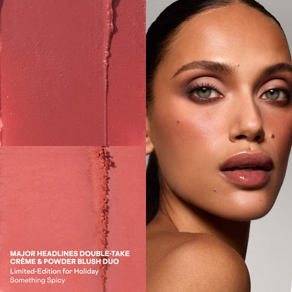 Major Headlines Double-Take Crème & Powder Blush Duo & Lip Balm Makeup Gift Set - Something Spicy, Gingerbread Latte