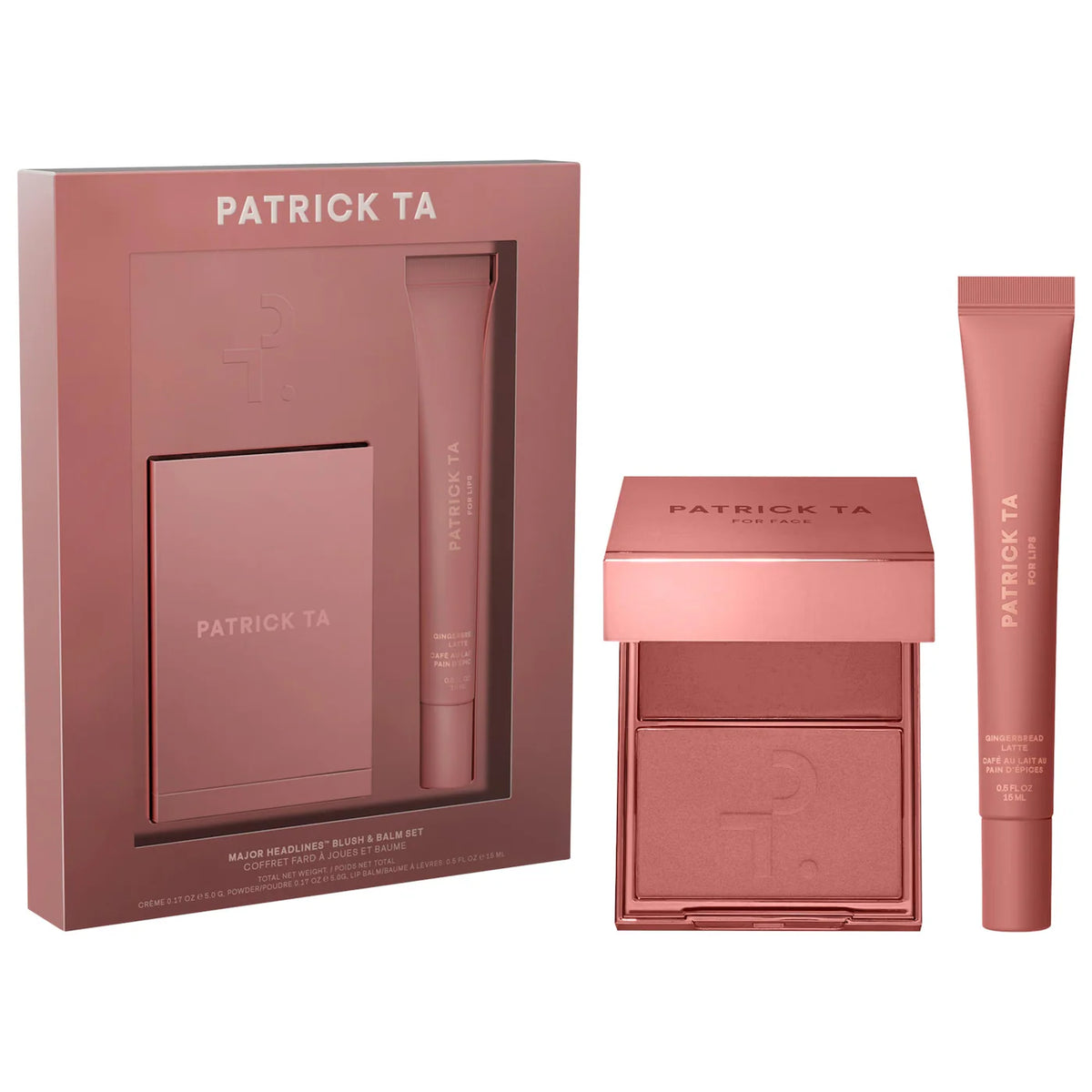 Major Headlines Double-Take Crème & Powder Blush Duo & Lip Balm Makeup Gift Set - Something Spicy, Gingerbread Latte