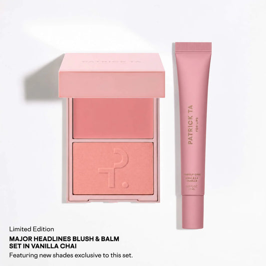 Major Headlines Double-Take Crème & Powder Blush Duo & Lip Balm Makeup Gift Set - Something Sweet, Vanilla Chai