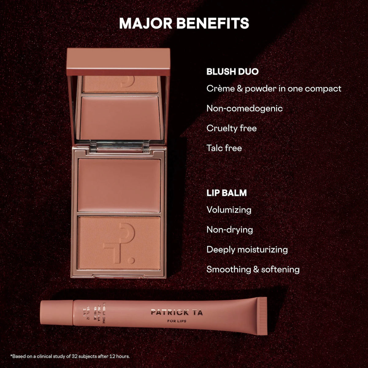 Major Headlines Double-Take Crème & Powder Blush Duo & Lip Balm Makeup Gift Set - Something Sweet, Vanilla Chai