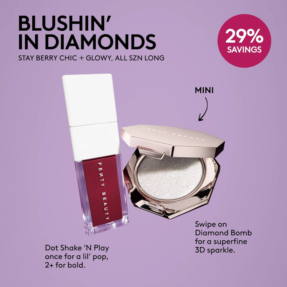 Blushin' In Diamonds Liquid Blush + Highlighter Duo Makeup Gift Set | PREVENTA